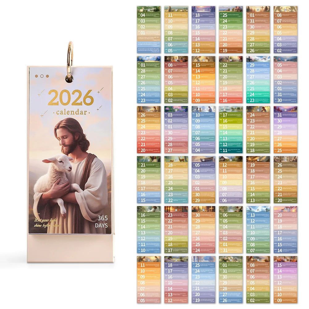 2026 Bible Flip Desk Calendar Retro 365 Days Of Uplifting Quotes Bible Quotes Daily Plan one-way Page Turn Calendar For Office