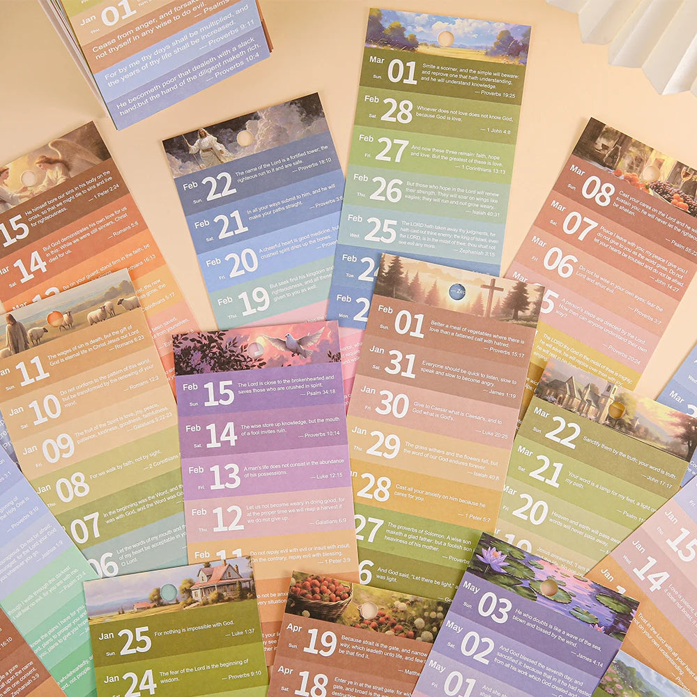 2026 Bible Flip Desk Calendar Retro 365 Days Of Uplifting Quotes Bible Quotes Daily Plan one-way Page Turn Calendar For Office