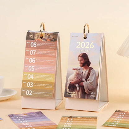 2026 Bible Flip Desk Calendar Retro 365 Days Of Uplifting Quotes Bible Quotes Daily Plan one-way Page Turn Calendar For Office